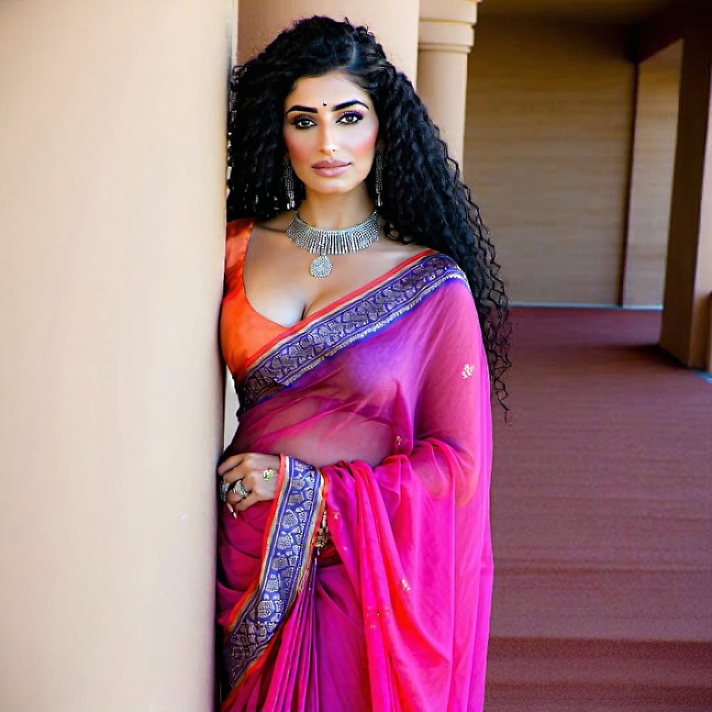 AI generated: A captivating full-body portrait of a beautiful Indian woman in her 30s with a graceful, voluptuous ...