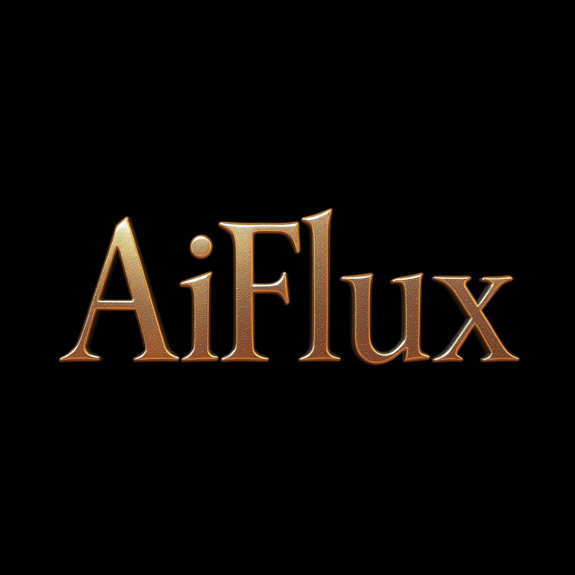 AI generated: a floatingtext, almost 3D of bronze copper patina, the text is "AiFlux" and it should evoque somethi...