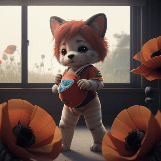 AI generated: artwork. cinematic, hyper realism, high detail, octane render, 8k, furry, poppy diaper,