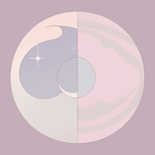 AI generated: Design a delicate crescent moon with soft flowing lines. incorporate pastel pink shades into the moo...