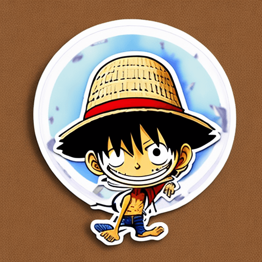 AI generated: a sticker of Monkey D. Luffy from one piece, straw hat, smirk, anime style, minimalist design, trend...