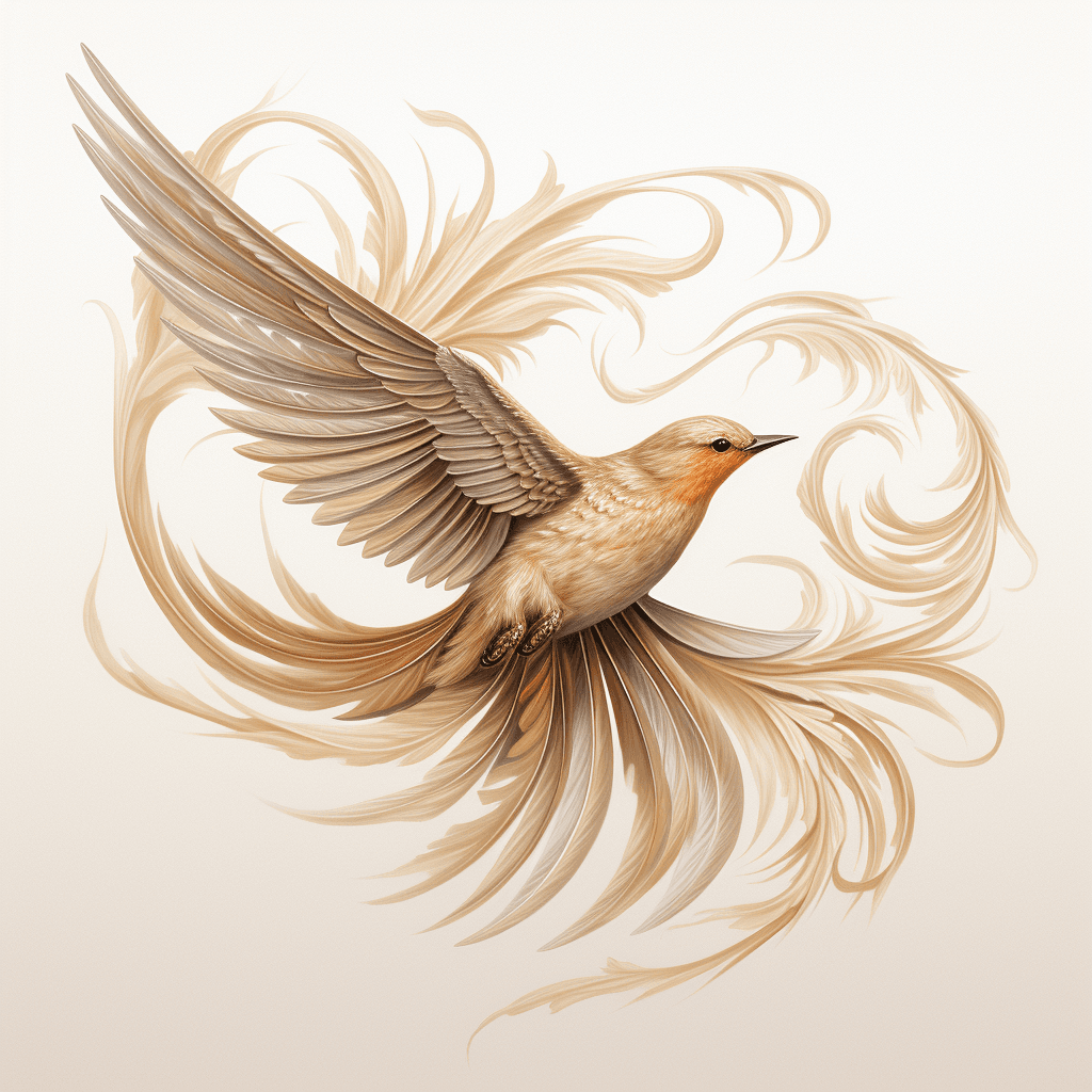 AI generated: A natural vector of a bird soaring, with intricate feather patterns, in shades of brown and beige, i...