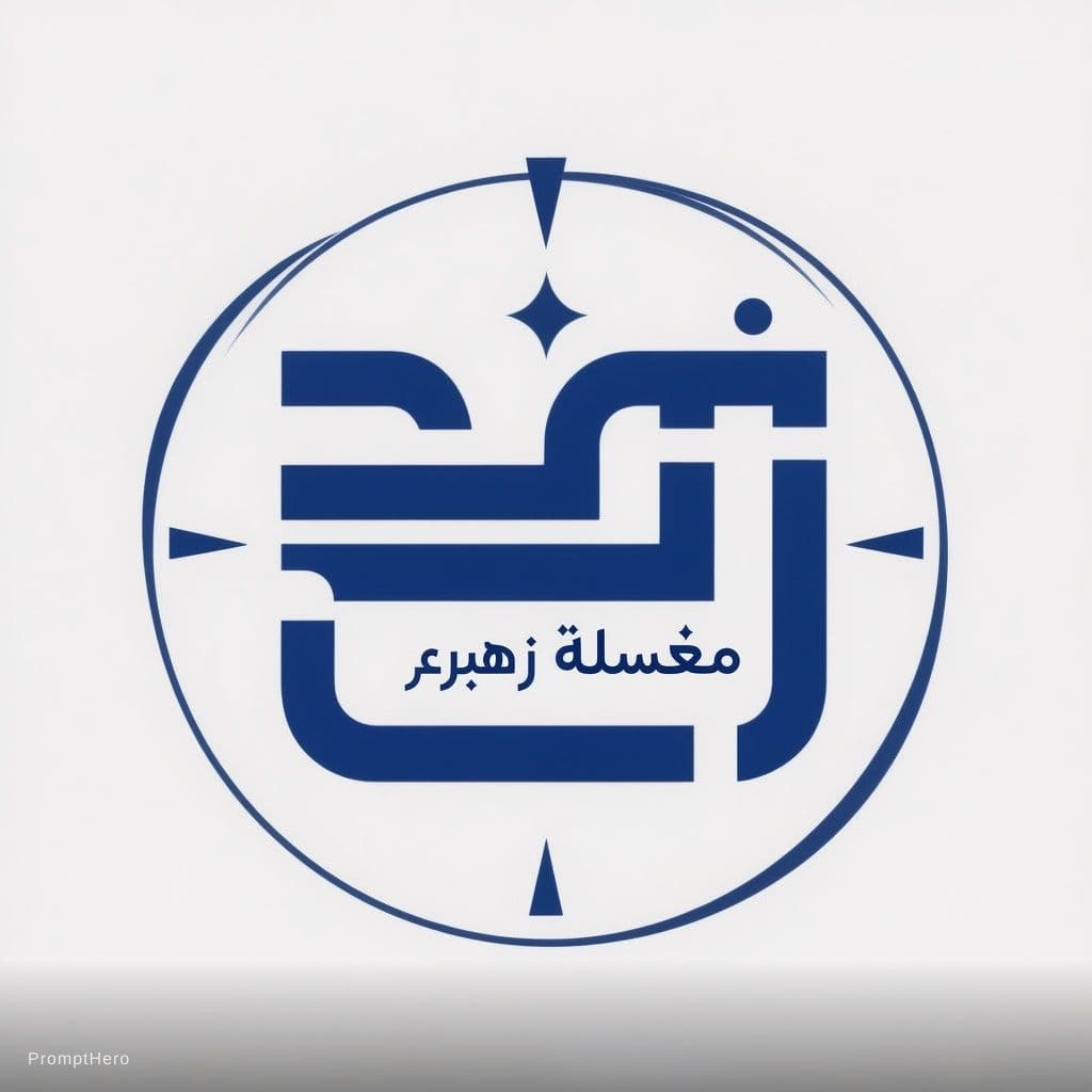 AI generated: Create a high-end minimalist Arabic brand identity logo for " مغسلة زهراء". Use strictly Royal Blue ...
