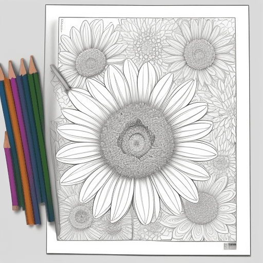 AI generated: a large print flower no color . coloring book
