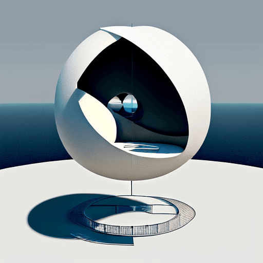 AI generated: an architectural structure in the shape of an egg, it uses a kind of framework of lightweight alumin...