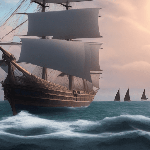 AI generated: Photo of a ultra realistic sailing ship, dramatic light, pale sunrise, cinematic lighting, battered,...