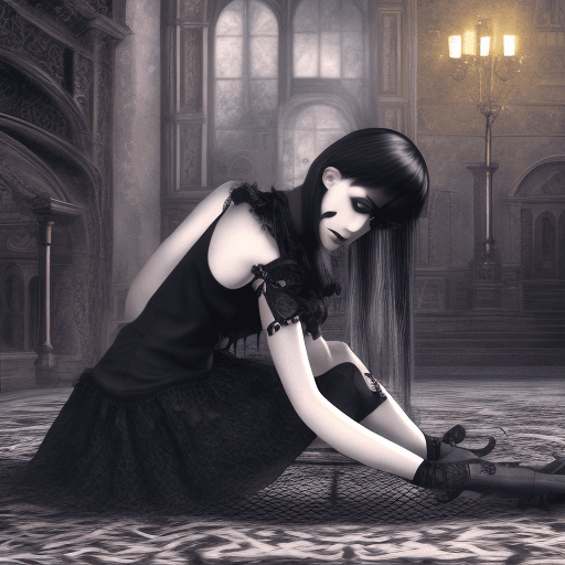 AI generated: photorealistic, ultra highly intricate detailed, professional photo, goth girl, (full-body), (Crouch...