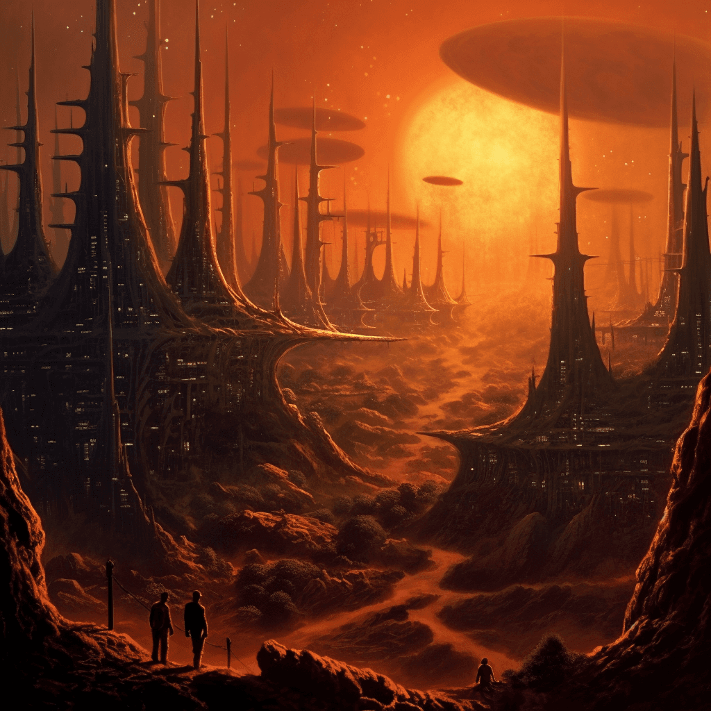 AI generated: alien planet, alien civilization