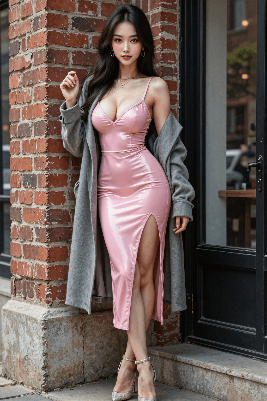 AI generated: A highly detailed, photorealistic, cinematic full-body shot of a stunning young chinese woman posing...