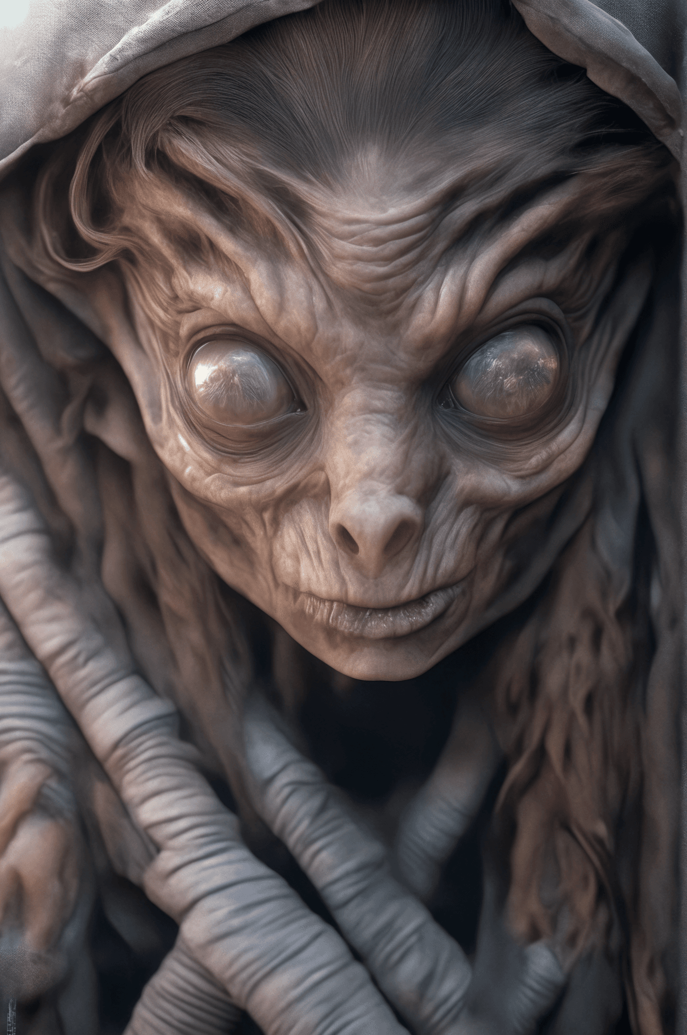 AI generated: Hyperrealistic art female AND Alien, beautiful, urban clothing, outdoors . Extremely high-resolution...