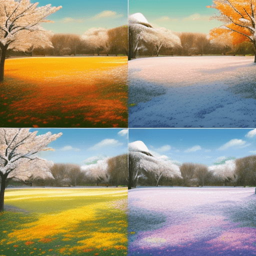 AI generated: Create an image with four distinct parts, each showcasing a different season of the year. Begin with...