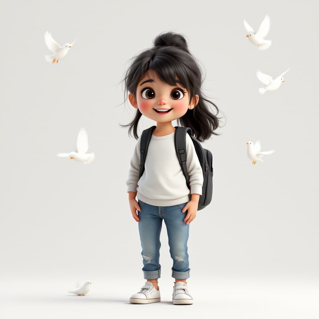 AI generated: create a realistic 3D image, Disney style, of a 4 year old girl, cheerful and happy demeanor, she we...