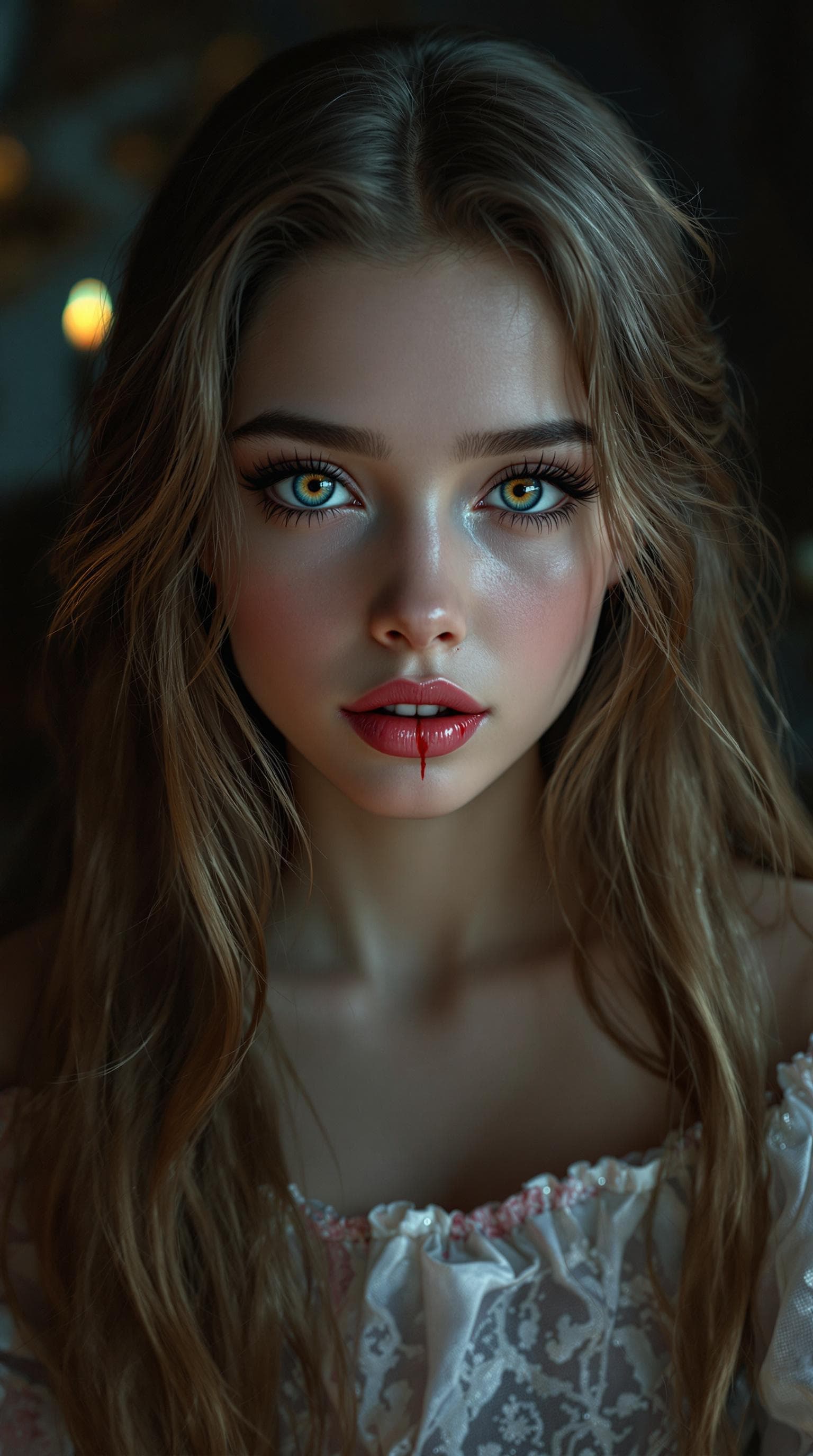 AI generated: a professional photo of a most beautiful 4th grade girl in the world, vampire, in a highly detailed,...
