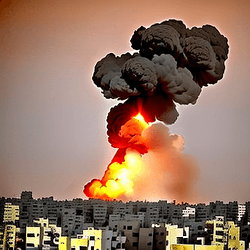 AI generated: Photo of a angle bless the army of israel the idf and the sky is red and strong and this is in gaza ...