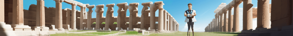AI generated: Elon Musk writes a large check to the OpenAI team, the content theme takes place in a Roman temple, ...