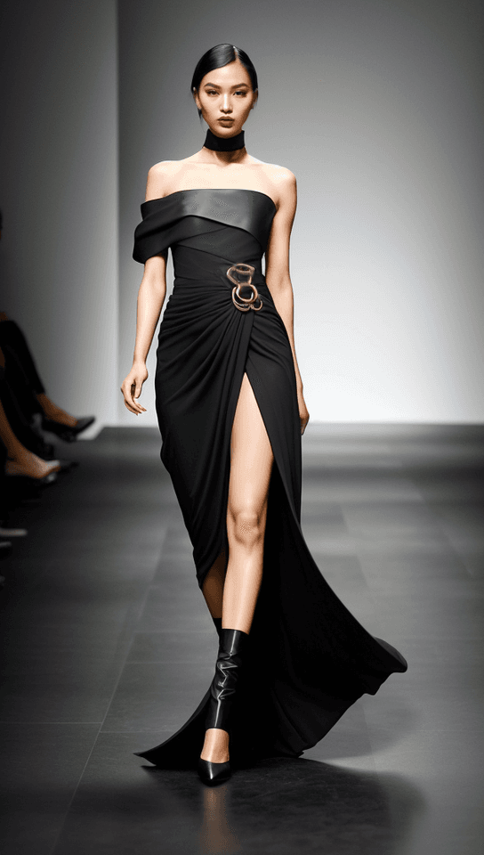 AI generated: Generate an alluring fashion concept that fuses contemporary elegance with avant-garde flair. Instru...
