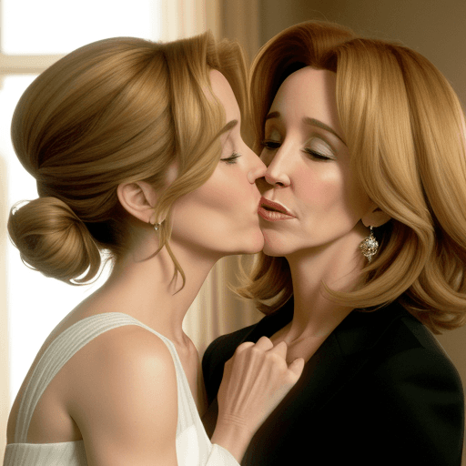 AI generated: felicity huffman penelope ann miller kissing