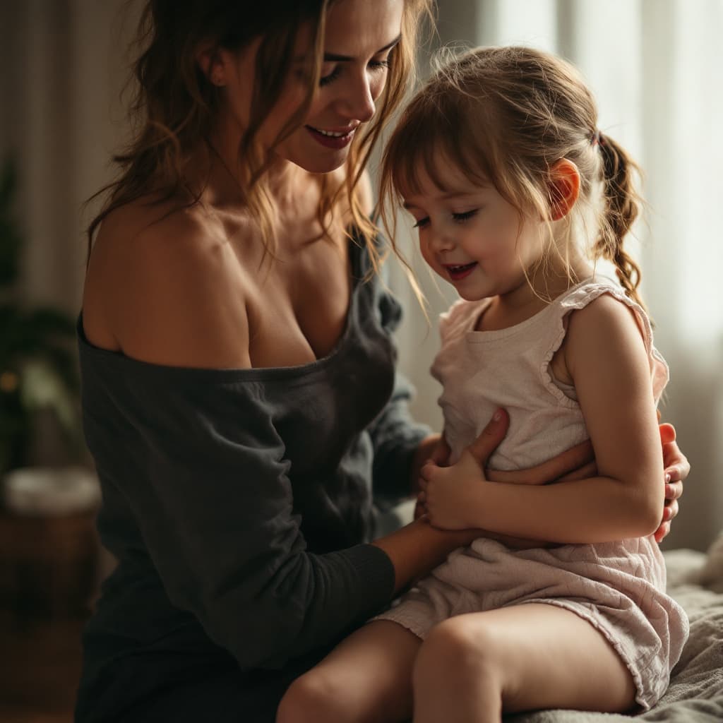 AI generated: a girl getting spanked over moms knee