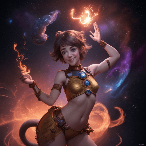 AI generated: high resolution cinematic portrait of a young happy beautiful and cute anthropomorphic female space ...