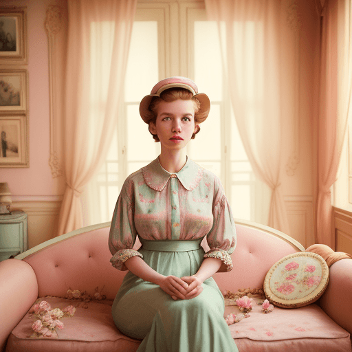 AI generated: hyper-realistic portrait photo of a woman wearing vintage-style clothes inside a Paris apartment wit...