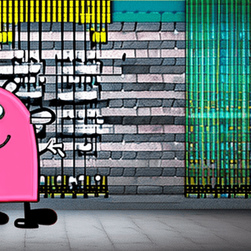 AI generated: Picture of Peppa Pig with Hiphop Clothes in front of a concrete wall 