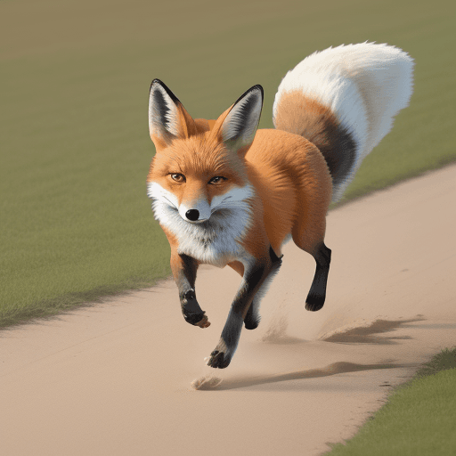 AI generated: Photo of a fox, running, logo, vanishing. 
