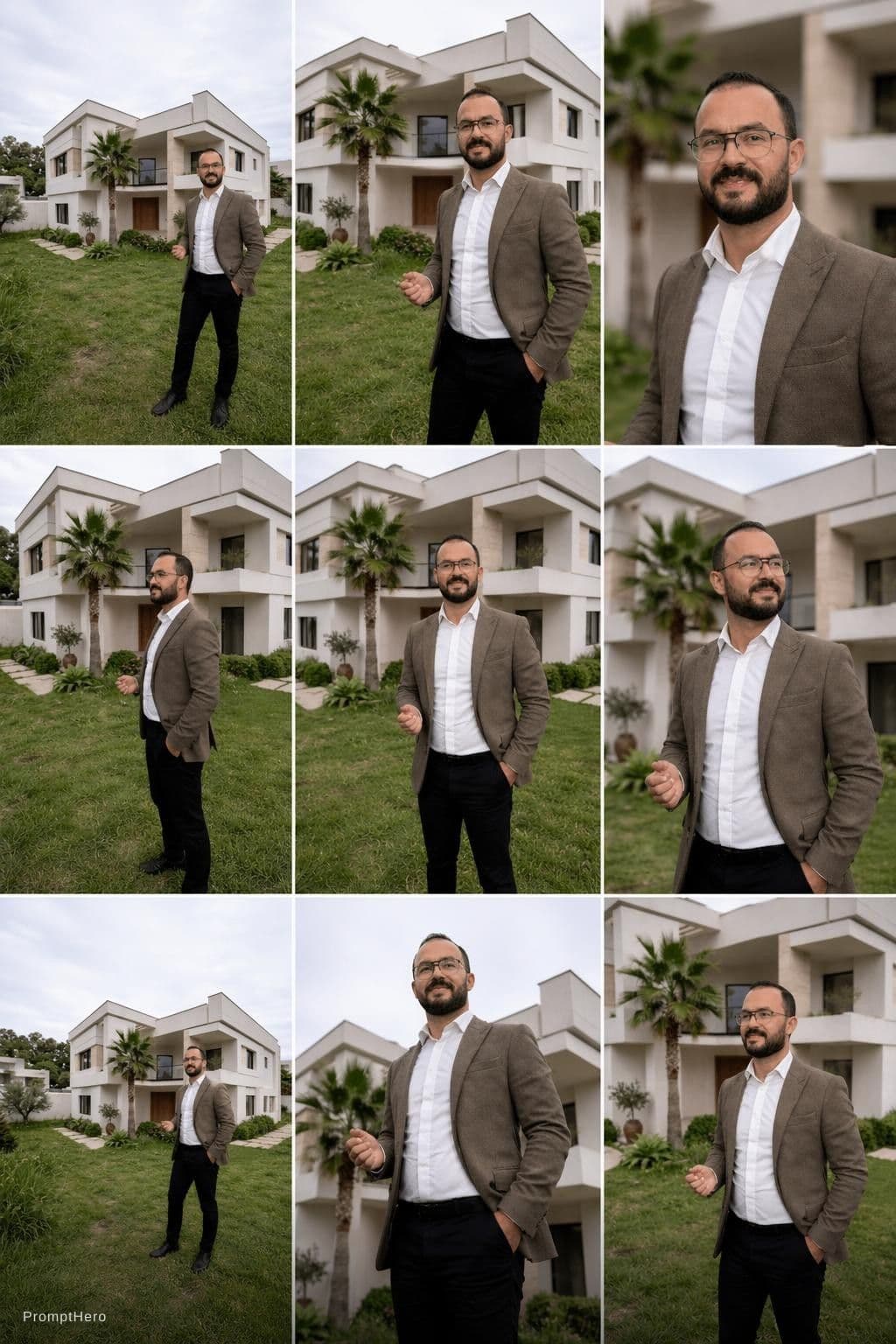AI generated: of the input image and identify all main subjects and the environment. Generate high-quality 3x3 gri...