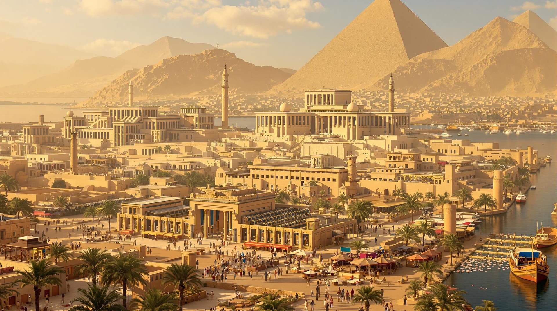 AI generated: The year is 300 BC (all people with ancient egyptian etire)
- The hugem ancient Egyptian capitol of ...