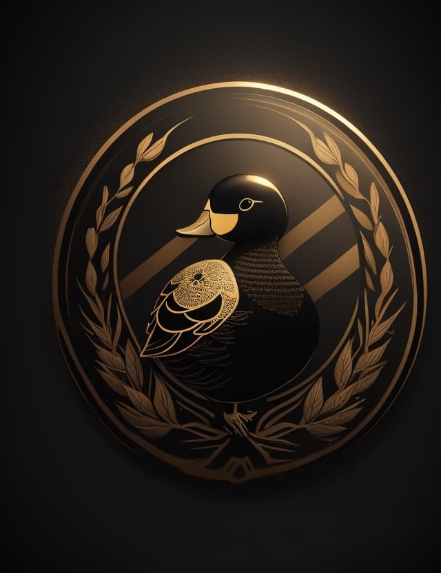 AI generated:  Realistic round shield shape logo((( a beautyful little duck minimalist))), t-shirt design with a v...