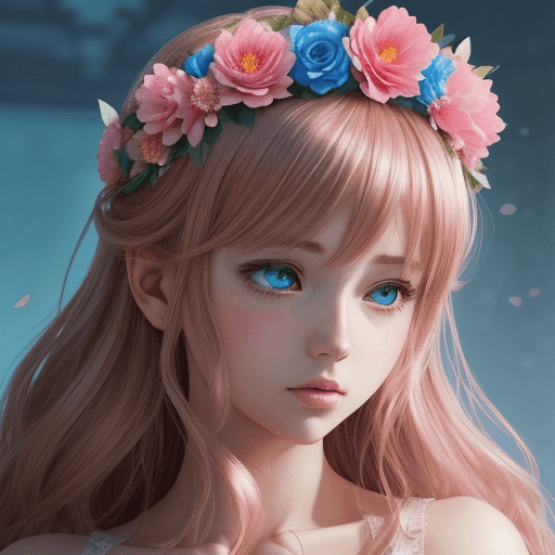 AI generated: woman wearing and pink flower crown, in the style of anime aesthetic, detailed comic book art, i can...