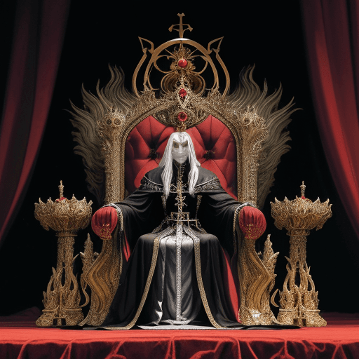 AI generated: The imposing divine court with thrones stretching into the distance, occupied by creatures of godly ...
