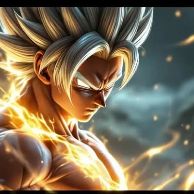 AI generated video: Goku powering up, energy waves expanding, slow-motion, cinematic, 4K