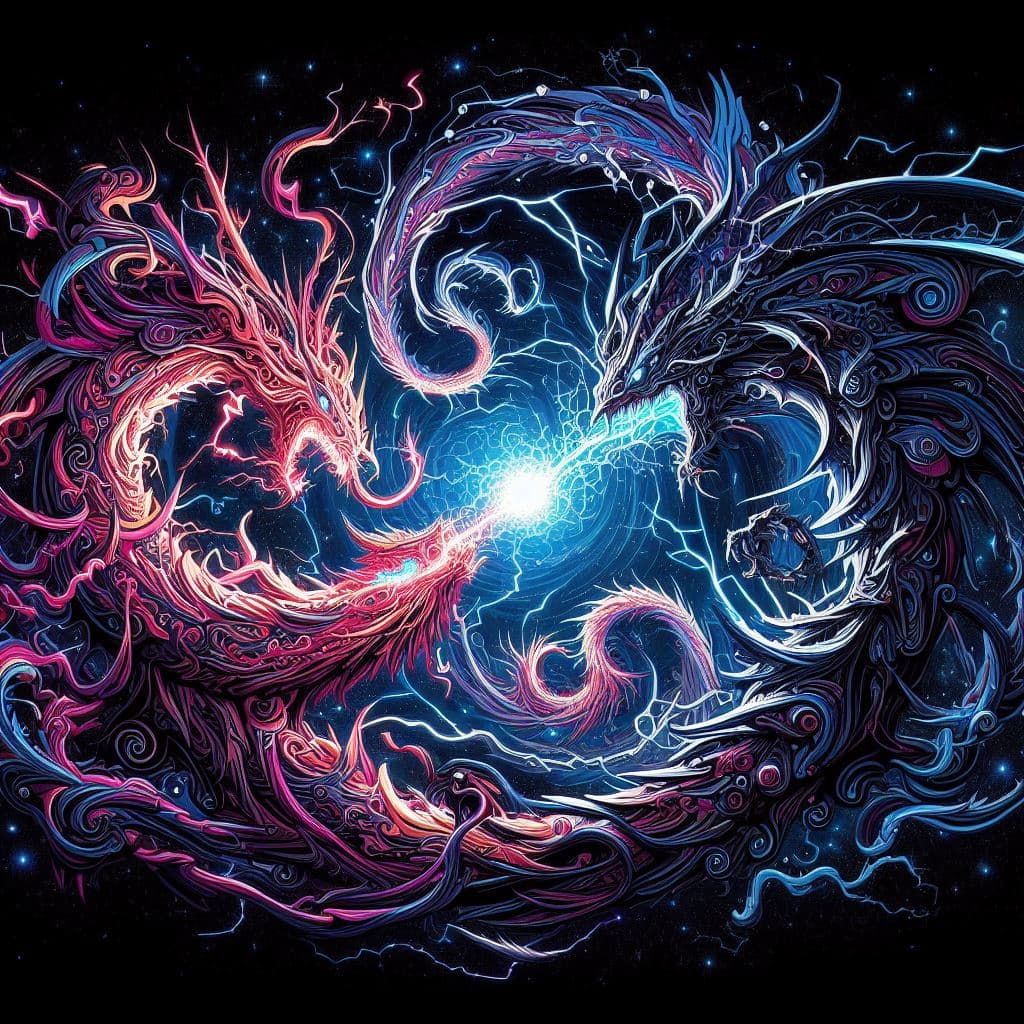 AI generated: Photon Blaze vs Nebula Cyclone, chaotic