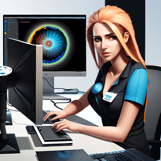 AI generated: Hyper realistic woman working in pc with graphic designer