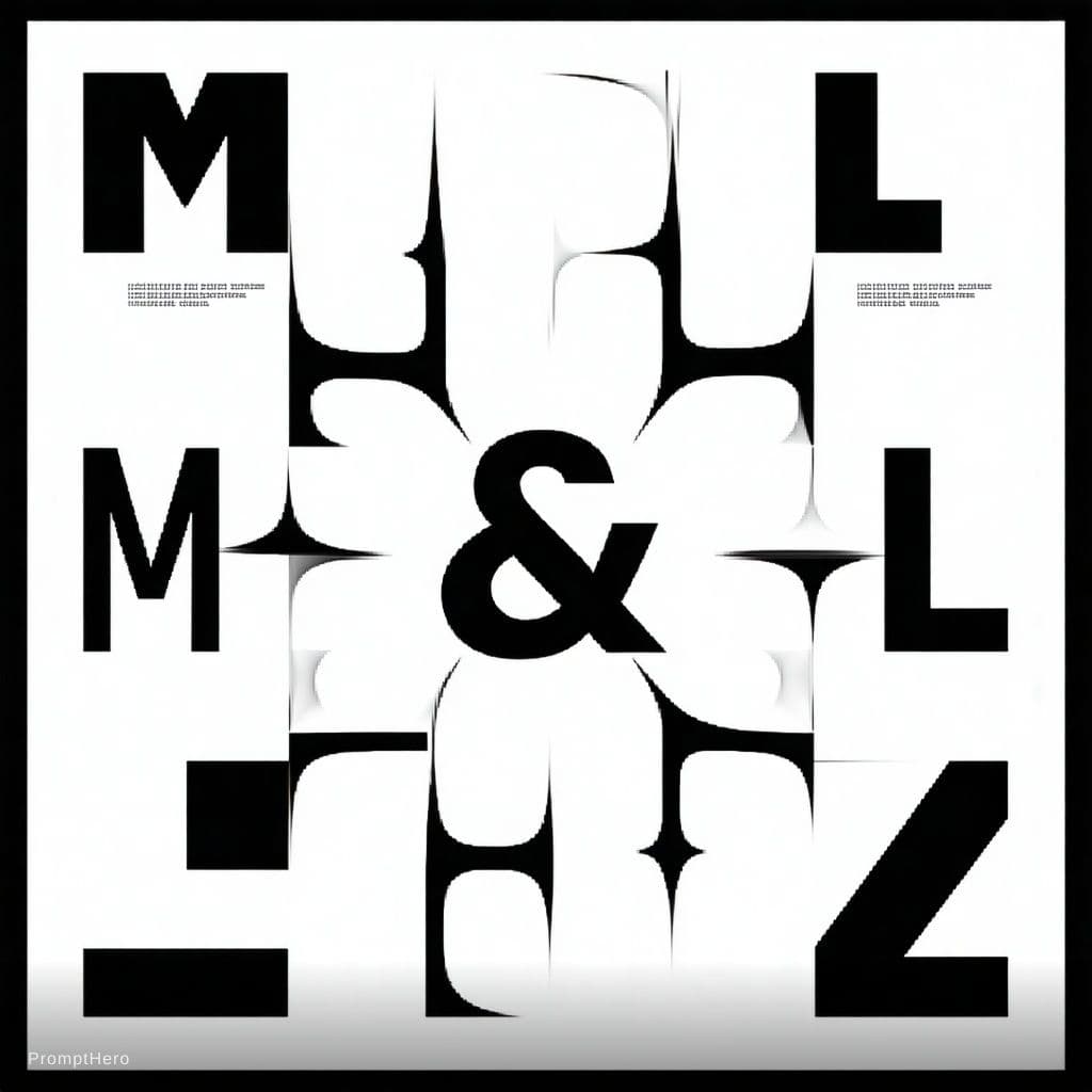 AI generated: create a pattern the text "M&L" in black on white. The pattern should fit exactly into itself on eve...