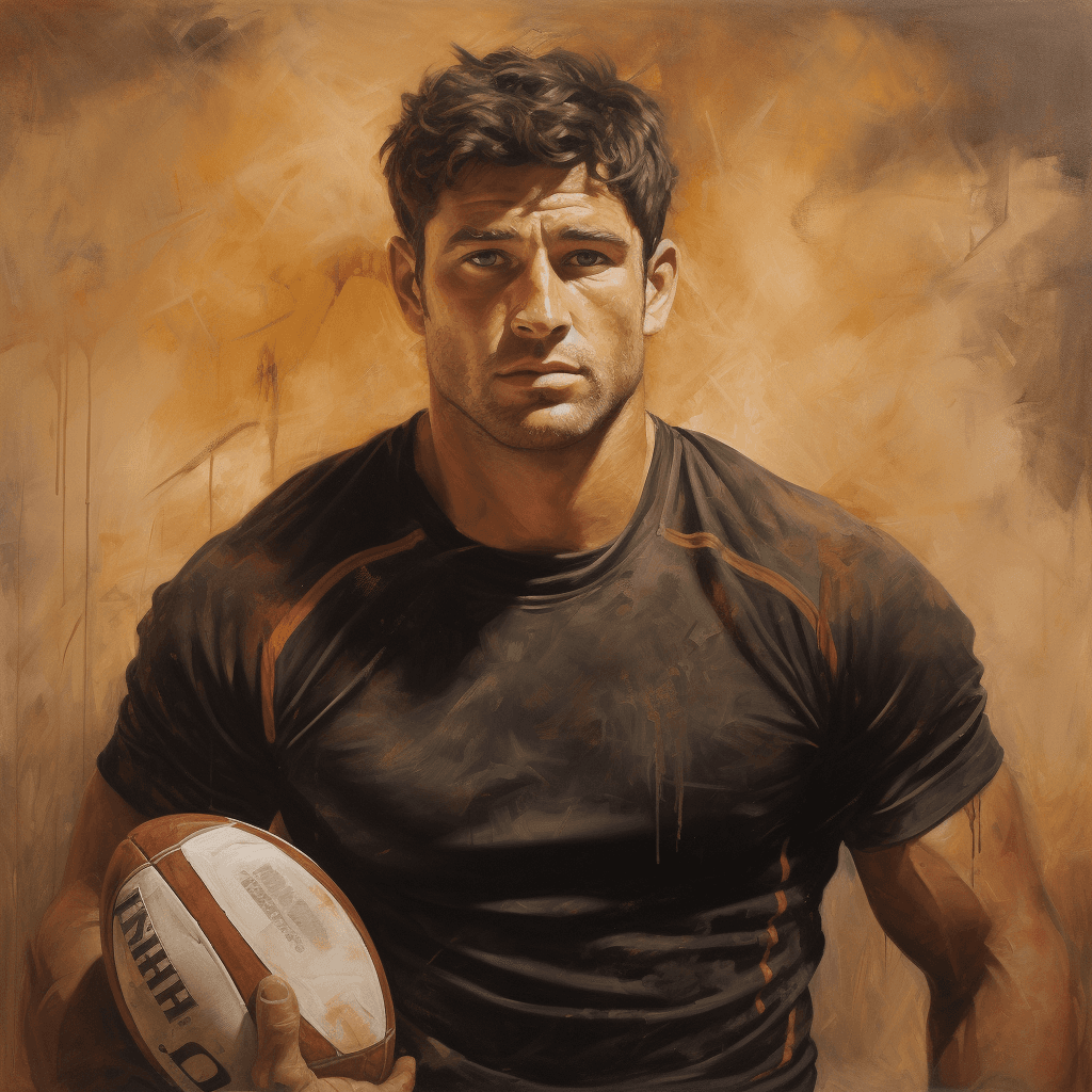 AI generated: head to toe, shoe legs, handsome, muscular, rugby player