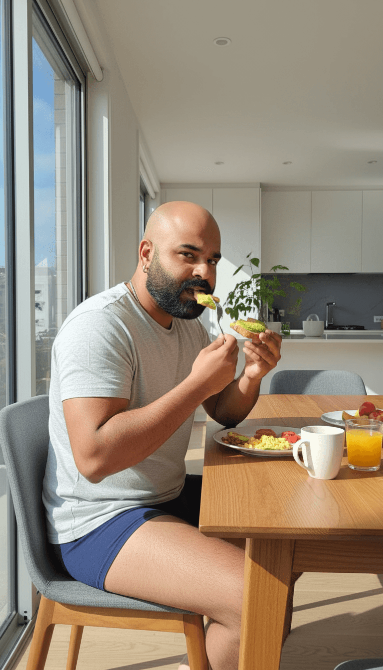 AI generated: Morning day light. A handsome, stylish young man with a lean, toned physique (around 57 kg, 5'6" tal...