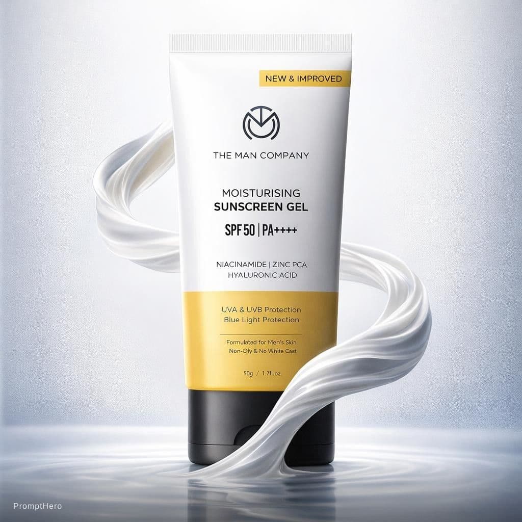 AI generated: A premium advertising banner for men's products, highlighting a single product in the center. The de...