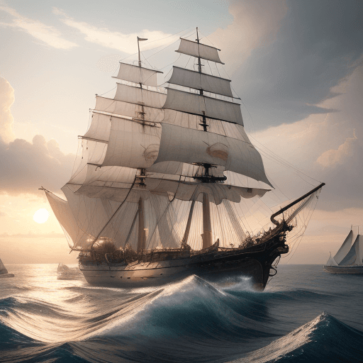 AI generated: Photo of a ultra realistic sailing ship, dramatic light, pale sunrise, cinematic lighting, battered,...