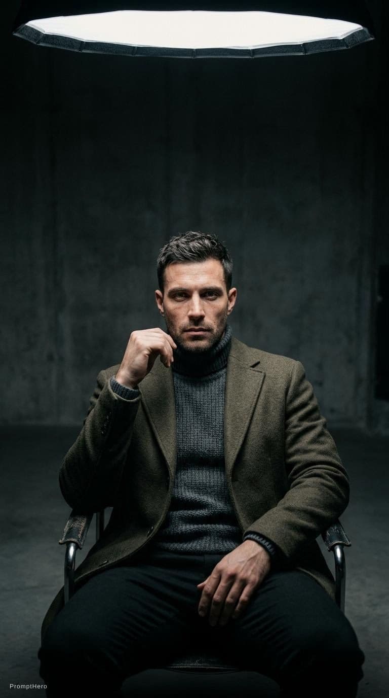 AI generated: high-end portrait photography, editorial studio photography, cinematic color grading, vertical compo...