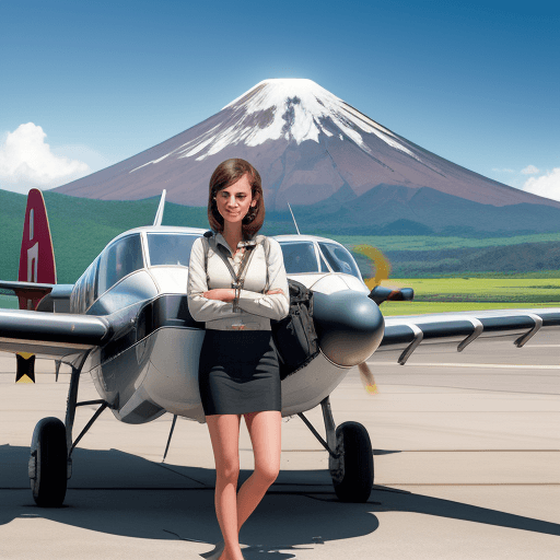 AI generated: High resolution photography  of a girl  besides a Cessna 182 airplane in the exterior of a beautiful...