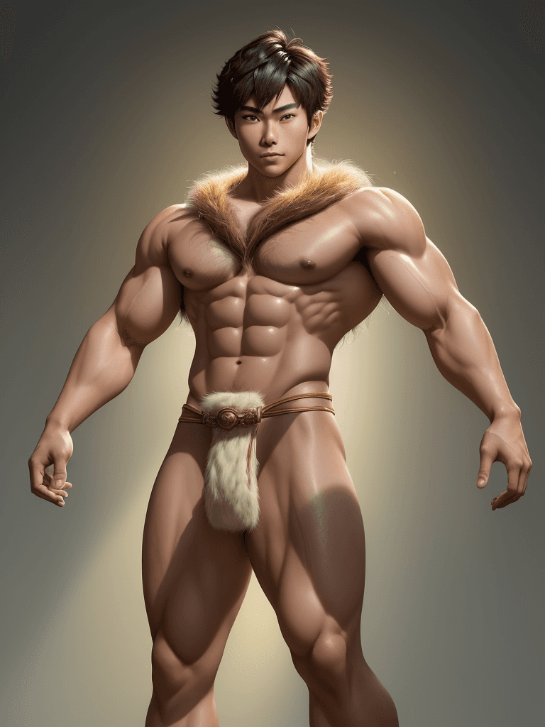 AI generated: Seiya, asian complexion, big muscles and big thighs, brown short hair, in his twenties, He wears a t...