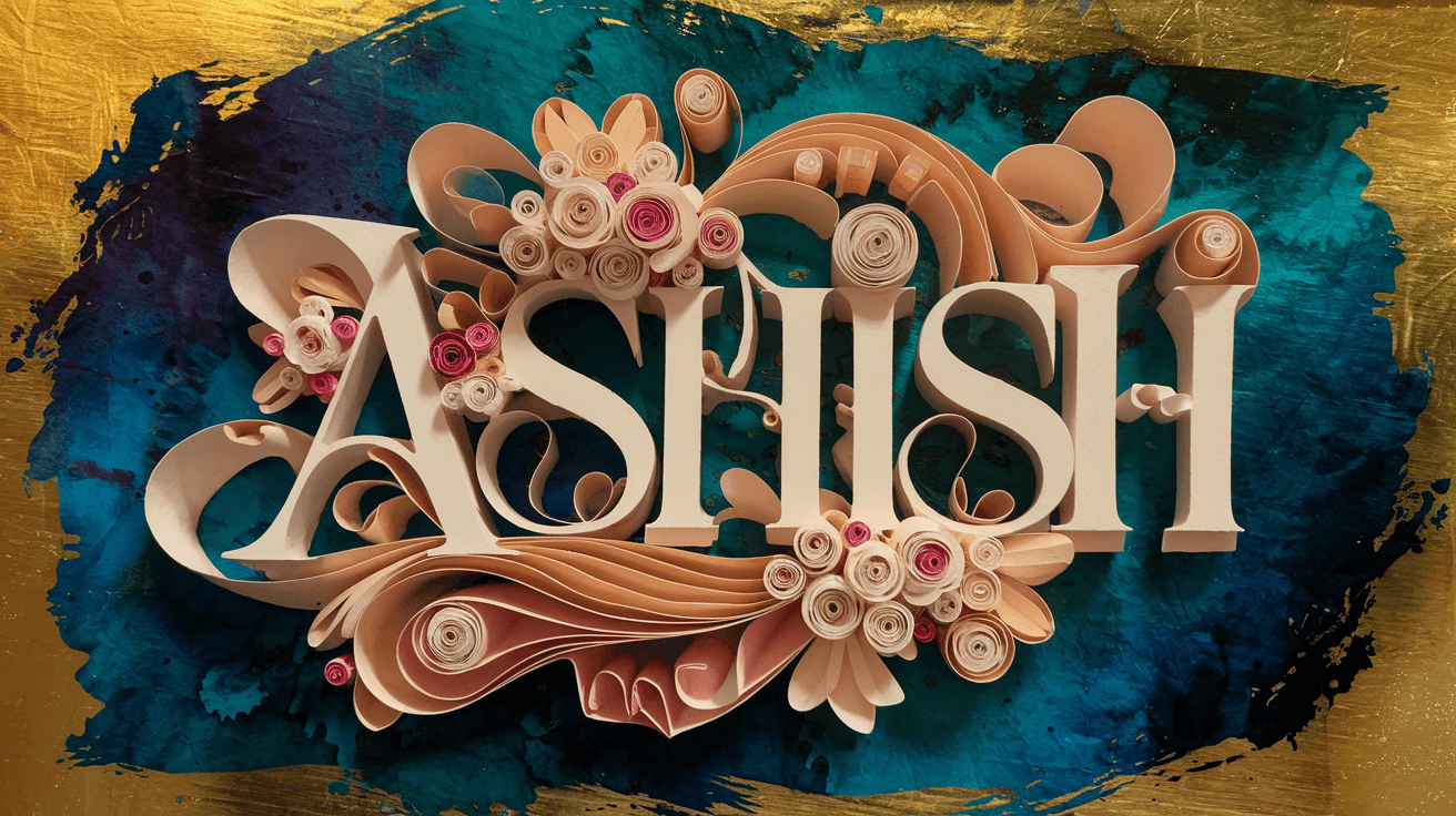 AI generated: "A 3D paper-cut typography artwork featuring the name 'Ashish'. The letters are crafted with intrica...