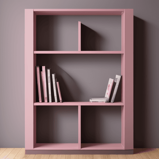 AI generated: dark pink heart-shaped bookshelf