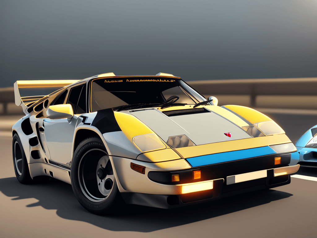 AI generated: Pale yellow, porsche 911 blended with Lamborghini countach, 8k octane render, blue morning light