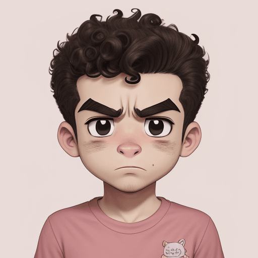 AI generated: create a boy of 1.60, weight 65kg, with curls and a Cuban cut, with a bad face, with 2 lines on one ...