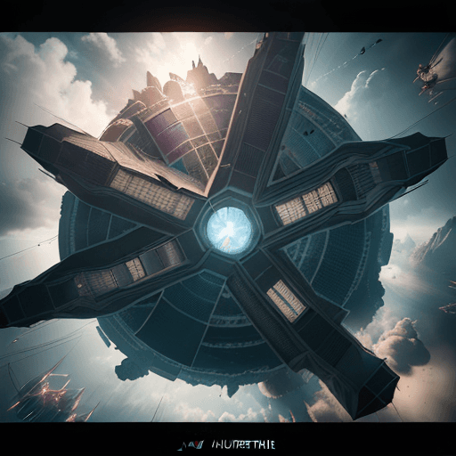 AI generated: Photo of a ultra realistic superhero school which is at the center floating in the sky and is attack...