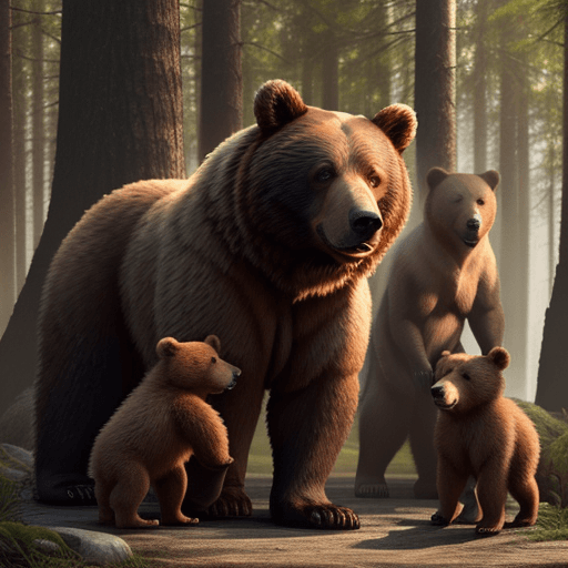 AI generated: Generate an image of a strong mother dog standing protectively in front of her pups, facing a fierce...
