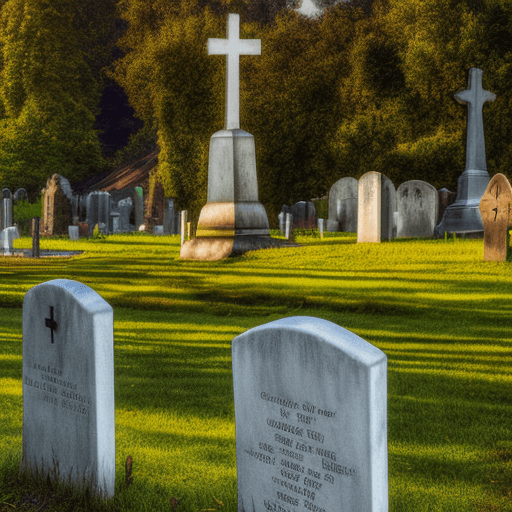 AI generated: cemetery coloring page, a cemetery, in the background a church, at dusk, with old, abandoned graves,...