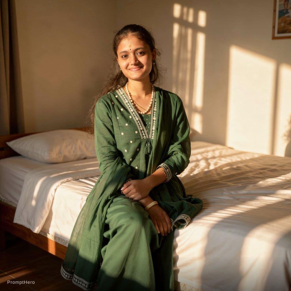 AI generated: A sun-dappled bedroom, warm afternoon light spilling across rumpled sheets. A woman with deep brown ...